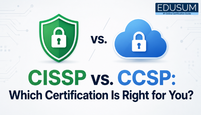 CISSP vs. CCSP certification comparison with security shield and cloud lock icons.