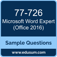 Word Expert (Office 2016) Dumps, 77-726 Dumps, 77-726 PDF, Word Expert (Office 2016) VCE, Microsoft 77-726 VCE, Microsoft MOS Word Expert (Office 2016) PDF
