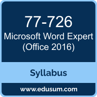 Word Expert (Office 2016) PDF, 77-726 Dumps, 77-726 PDF, Word Expert (Office 2016) VCE, 77-726 Questions PDF, Microsoft 77-726 VCE, Microsoft MOS Word Expert (Office 2016) Dumps, Microsoft MOS Word Expert (Office 2016) PDF