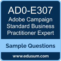 Campaign Standard Business Practitioner Expert Dumps, AD0-E307 Dumps, AD0-E307 PDF, Campaign Standard Business Practitioner Expert VCE, Adobe AD0-E307 VCE, Adobe Campaign Standard Business Practitioner Expert PDF