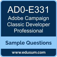 Campaign Classic Developer Professional Dumps, AD0-E331 Dumps, AD0-E331 PDF, Campaign Classic Developer Professional VCE, Adobe AD0-E331 VCE, Adobe Campaign Classic Developer Professional PDF