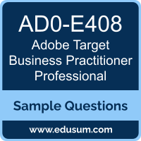 Target Business Practitioner Professional Dumps, AD0-E408 Dumps, AD0-E408 PDF, Target Business Practitioner Professional VCE, Adobe AD0-E408 VCE, Adobe Target Business Practitioner Professional PDF