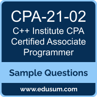 CPA Certified Associate Programmer Dumps, CPA-21-02 Dumps, CPA-21-02 PDF, CPA Certified Associate Programmer VCE, C++ Institute CPA-21-02 VCE, C++ Institute CPA - C++ PDF