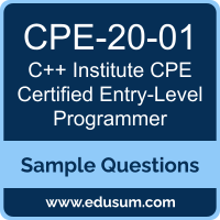 CPE Certified Entry-Level Programmer Dumps, CPE-20-01 Dumps, CPE-20-01 PDF, CPE Certified Entry-Level Programmer VCE, C++ Institute CPE-20-01 VCE, C++ Institute CPE - C++ PDF